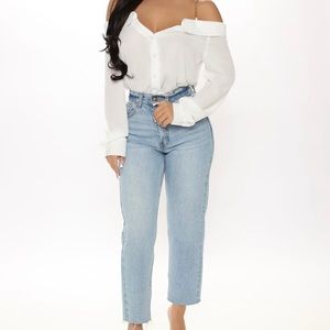 Fashion Nova…Off the Chain Shoulder Shirt. NWT never been worn except to try on.